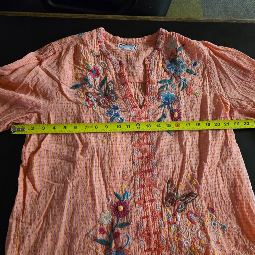 LIKE NEW Johnny Was Embroidered Orange Blouse with Floral and Butterfly Design - Picture 9 of 9